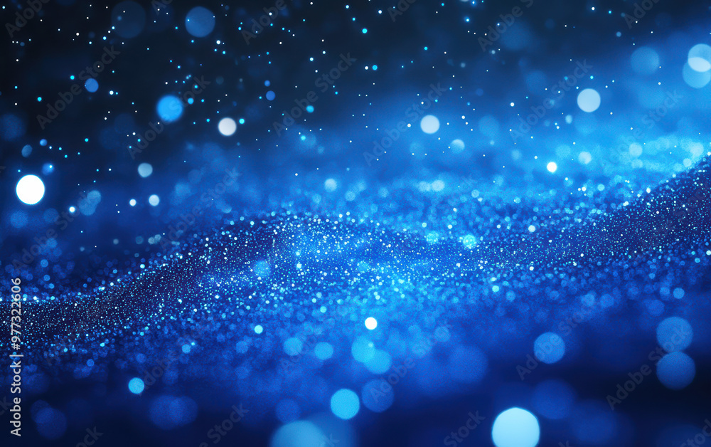 Poster dazzling blue bokeh effect with sparkling lights creating a magical and enchanting atmosphere, perfe