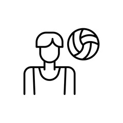 Volleyball player outline icons, minimalist vector illustration ,simple transparent graphic element .Isolated on white background