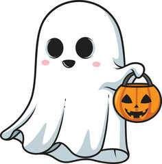 Cartoon halloween sheet ghost vector illustration
