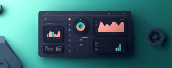 Obraz premium Holographic UI editor dashboard, dynamic design elements, futuristic visual style