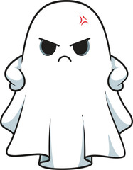 Cartoon angry sheet ghost vector illustration