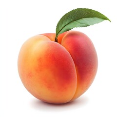 261. A single ripe peach isolated on a clean white background