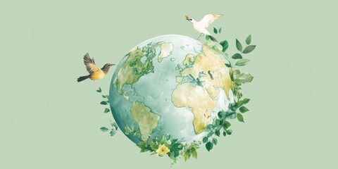 Naklejka premium world environment day illustration earth day save the earth and eco concept Handcrafted globe concept on pastel background