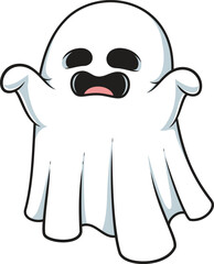 Cartoon sheet ghost scaring vector illustration