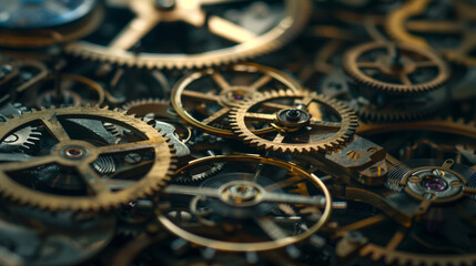 Intricate dismantled mechanical watch with detailed gears and springs on dark background, symbolizing precision and complexity in teardown analysis.