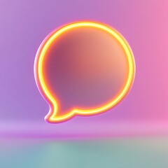 Neon Speech Bubble on Pink Gradient Background