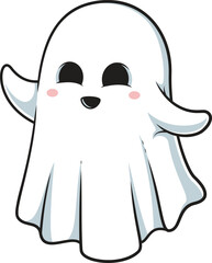 Cartoon sheet ghost waving vector illustration