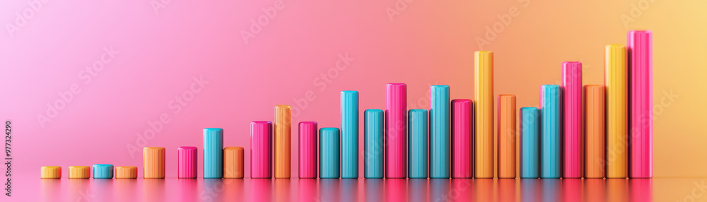Aufkleber colorful bar graph on a gradient background representing data analysis, growth, statistics, and busi