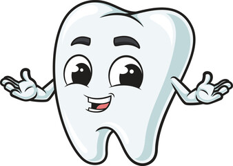 Cartoon happy tooth character vector illustration