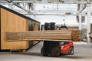 Workshop for the production of wooden modular houses