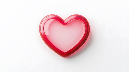 Obraz premium Red Glass Heart Shape on White Background