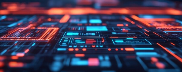 Interactive UI wireframe creators, glowing holographic elements, tech-focused environment