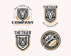 Set bundle vintage badge tiger logo for business company
