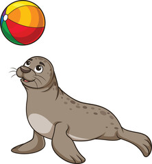Cartoon playful sea lion vector illustration