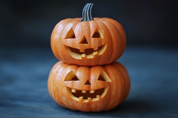 A carved jack-o'-lantern with a spooky face, perfect for Halloween decoration in autumn