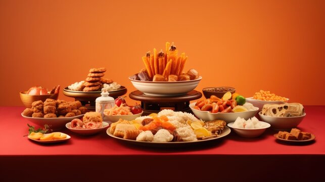 A Variety of Delicious Foods Presented on a Dining Table