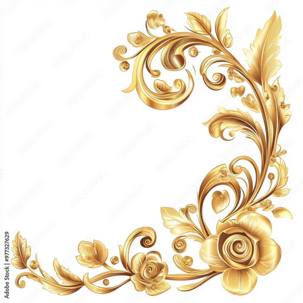 Canvas Prints golden floral corner.