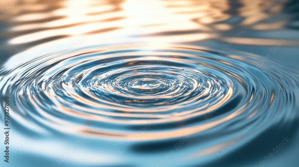 Poster gradually expanding ripples of light creating concentric circles in a soft gradient.