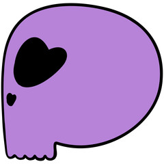 Colorful Halloween school supplies in a skull with a flat cartoon doodle design, set in funky classrooms for students