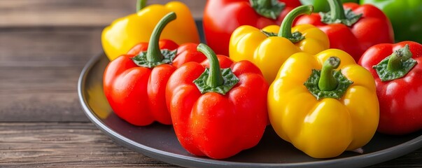 A plate of colorful bell peppers and tomatoes, rich in vitamins C and A, arranged as cancer-fighting foods cancer  vitamins  food