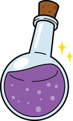 Cartoon purple potion vial vector illustration