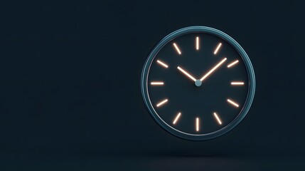 Modern Clock with Neon Lights on Dark Background