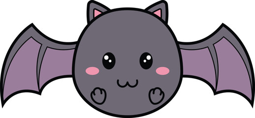 Cartoon cute bat vector illustration