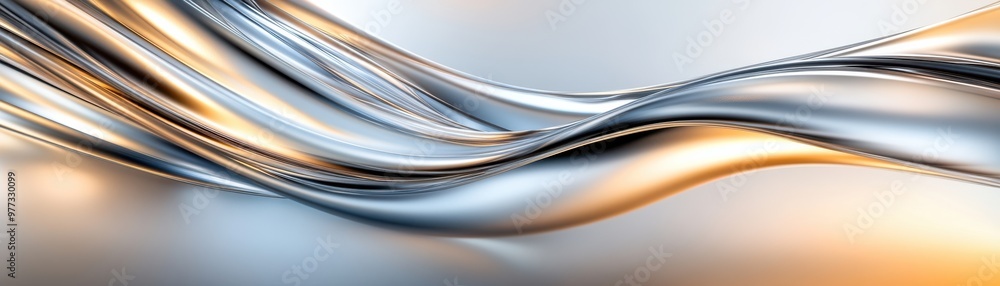 Aufkleber a dynamic abstract wave of shiny metal reflects light, creating a modern and elegant visual, perfect