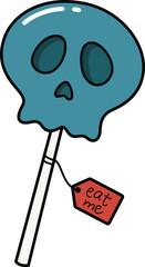 Cartoon skull-shaped halloween lollipop vector illustration