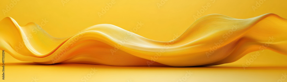 Poster abstract yellow wave fabric texture, showcasing smooth lines and vibrant color for creative design o