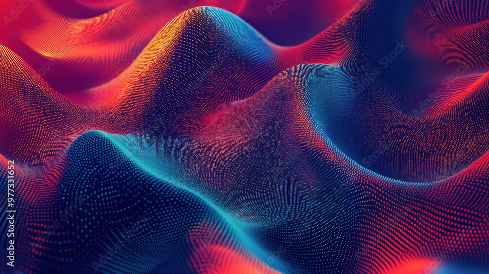 Aufkleber abstract digital wave pattern in vibrant red and blue hues. dynamic surface texture with a futuristi