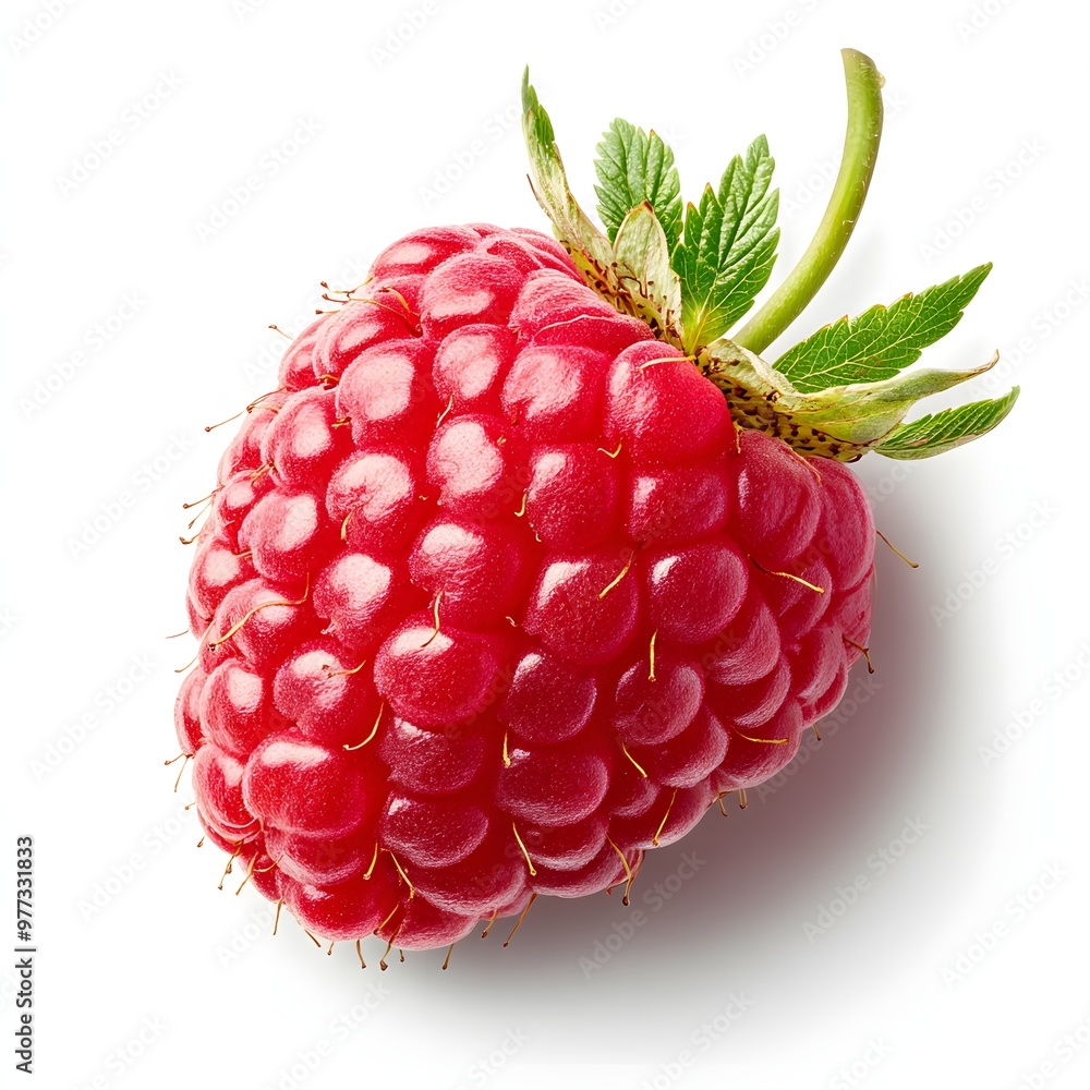 Aufkleber 24. a single fresh raspberry isolated on a smooth white background