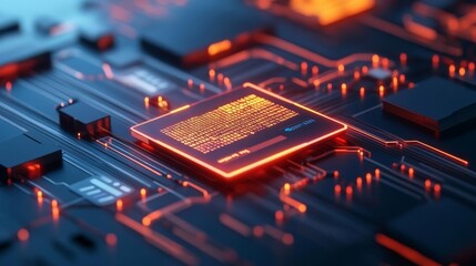 Obraz premium Real-time UI prototyping tools, glowing holograms, modern tech environment