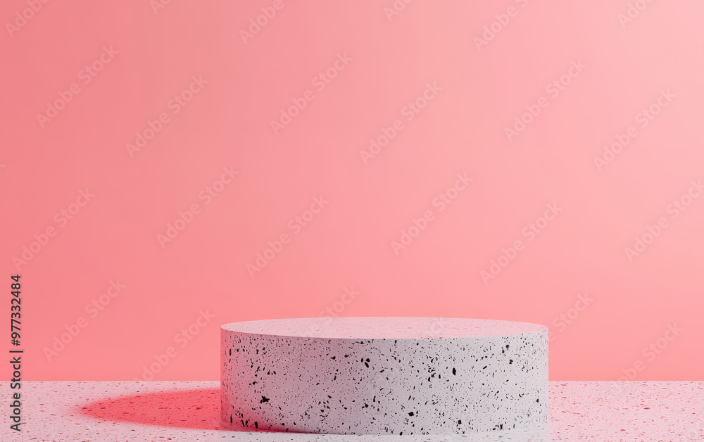 Aufkleber minimalistic empty pedestal on a textured surface with a pink background. perfect for product displa