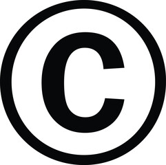 Copyright mark symbol, Registered company symbol, Trademark symbol, TM sign, Trade mark icon in circle, intellectual legal property in circle