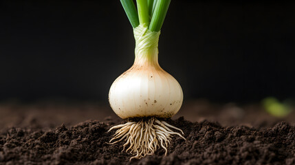 Onion Plant Growing in Soil | Healthy Organic Cultivation and Sustainable Farming