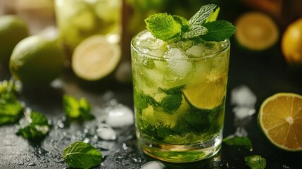Citrus and Mint Cocktail with Ice