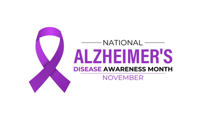 Alzheimer's disease awareness month is observed every year in november. November’s Focus: Raising Awareness for Alzheimer’s Disease”. Banner poster, flyer and background design template.