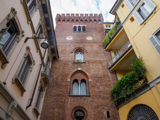 Historic buildings along via Lambro, Monza, Italy