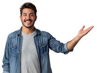 PNG  Smiling man gesturing invitingly