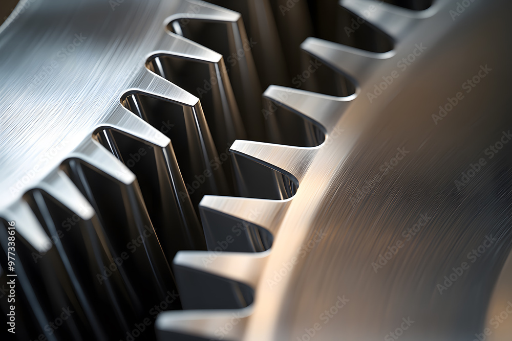 Poster highly detailed close-up of two interconnected gears | precision engineering and mechanical design