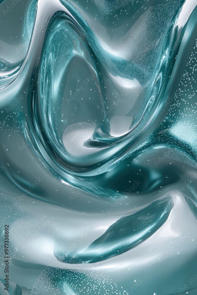 Poster abstract blue-green waves and bubbles create a mesmerizing swirl pattern. perfect for modern design 