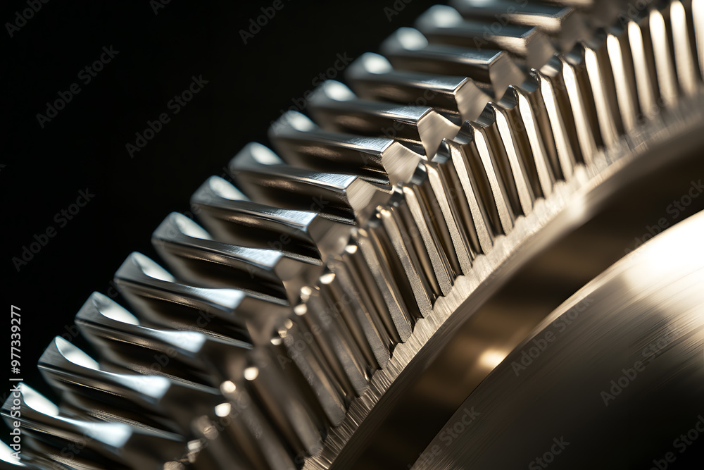Poster highly detailed close-up of two interconnected gears | precision engineering and mechanical design