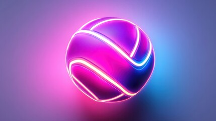 Obraz premium A volleyball icon with a neon glow effect, giving it a futuristic, eye-catching look on white.