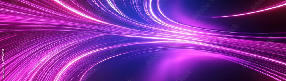 Poster dynamic abstract background with glowing purple and pink lines creating a fluid wave pattern. perfec