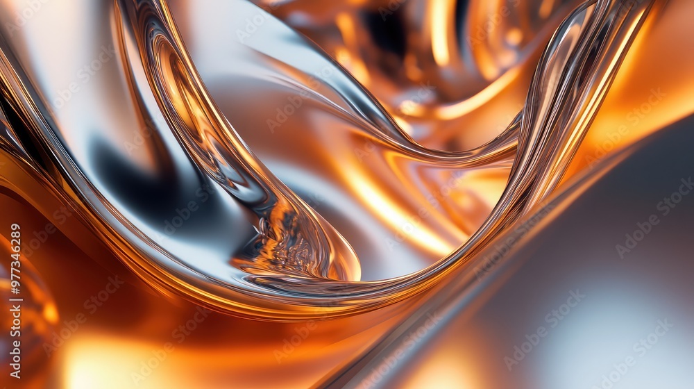 Aufkleber abstract metallic shapes reflecting light, creating intricate, dynamic shadows.