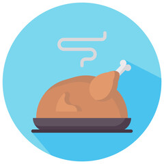 chicken round flat vector icon