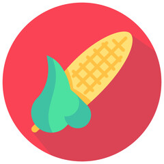 corn round flat vector icon