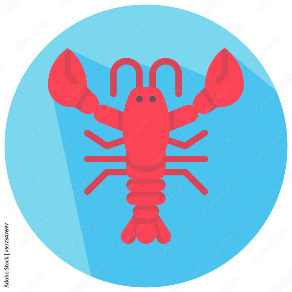 Wall mural lobster round flat vector icon