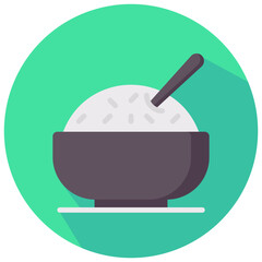 curry rice round flat vector icon